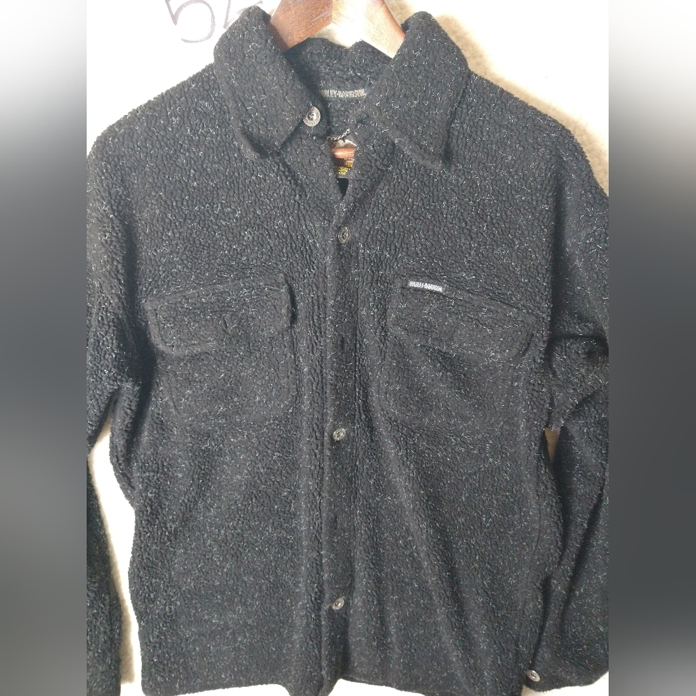 Harley Davidson Men’s Small Button Down Up Long Sleeve Fleece Jacket Motorcycle - Picture 8 of 8